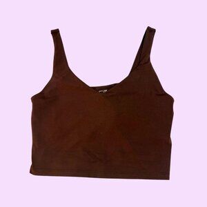 OFFLINE by Aerie Real Me Lowkey Longline Sports Bra, Chocolate Brown, Size L